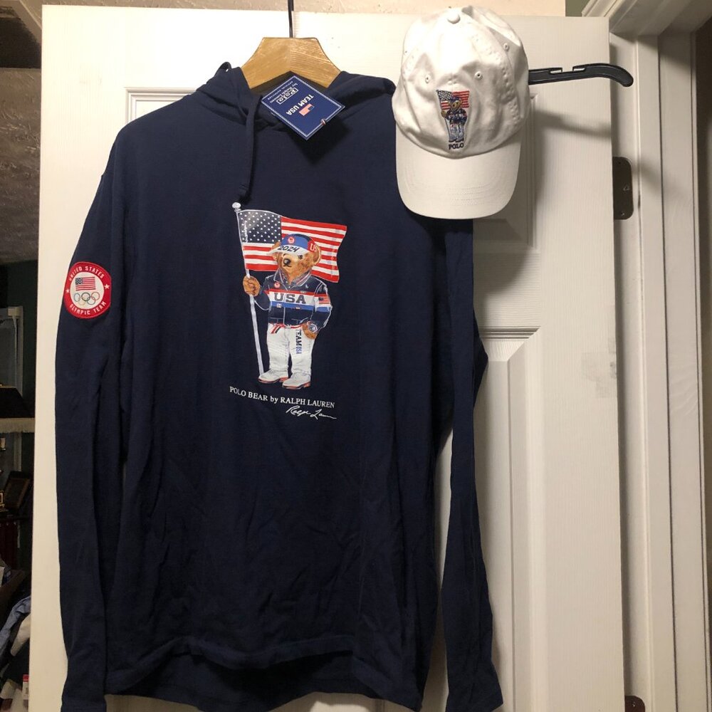 polo ralph lauren team usa 2024 men's new cotton hoodie and hat size: L - Picture 2 of 15